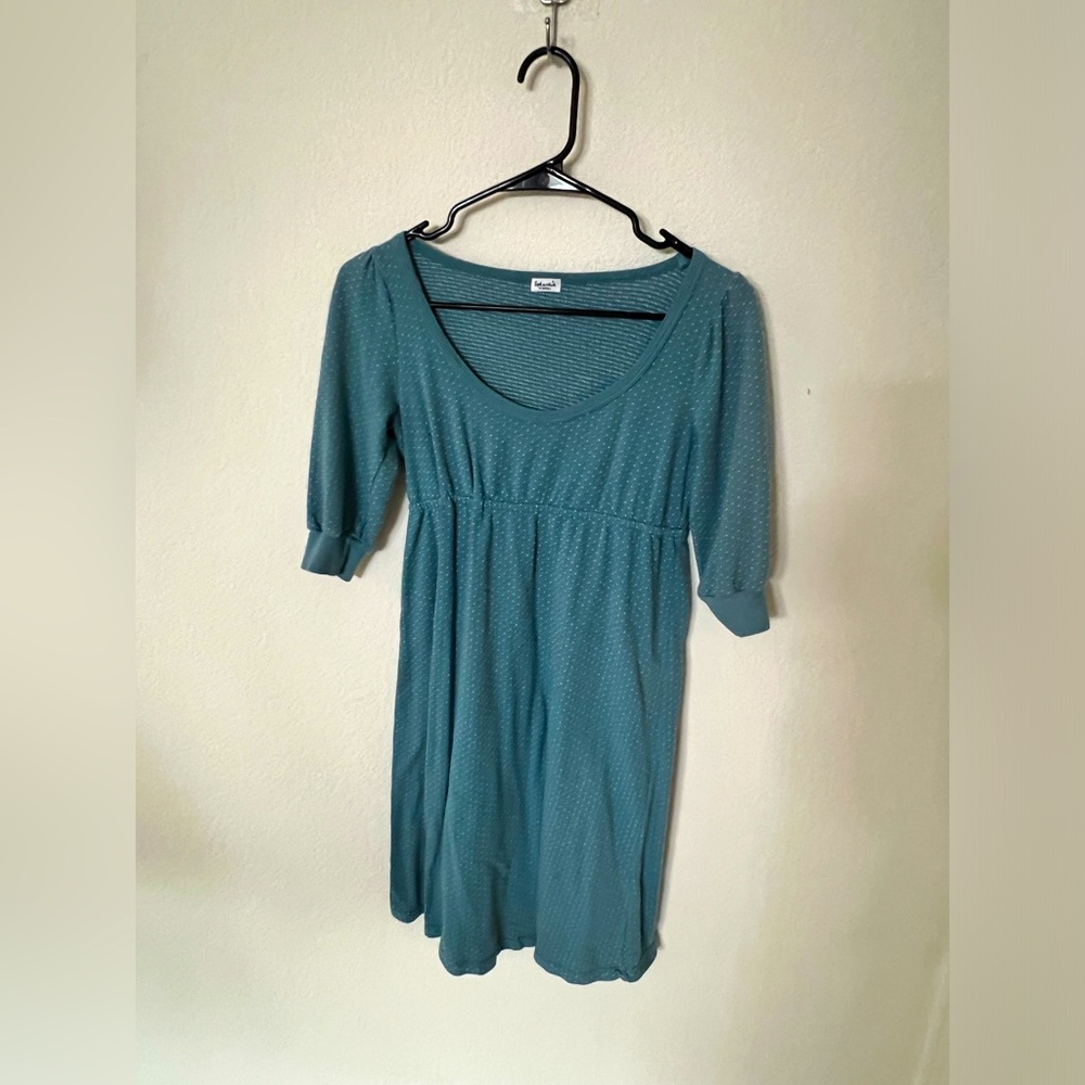 Splendid Teal 3/4 Sleeve polka dot comfy dress; Size: XS
